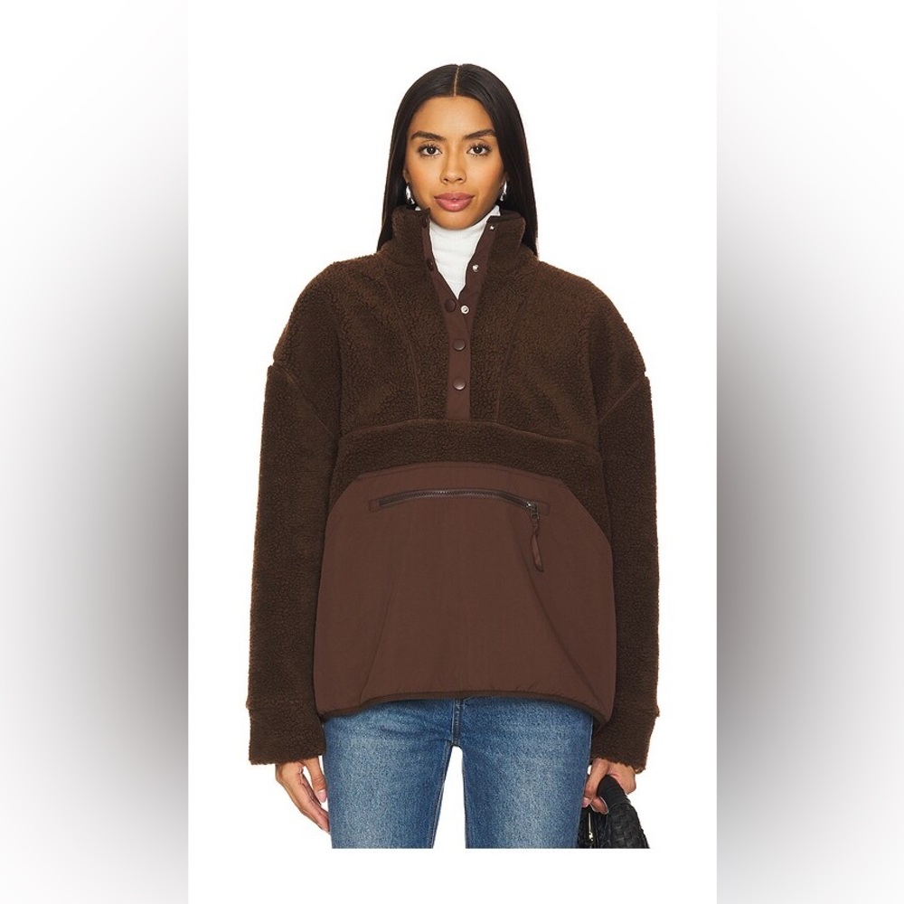 NWT LPA snap front pullover chocolate brow small